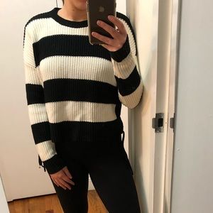 Intermix Black and White Color-block Sweater